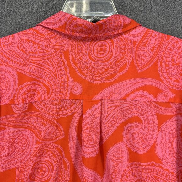 Tommy Hilfiger Blouse Womens 2X Plus Orange Paisley Button Front Long Sleeve - Picture 13 of 16